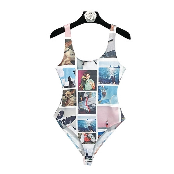 Costum de baie plin colorat de damă în trei imprimeuri diferite