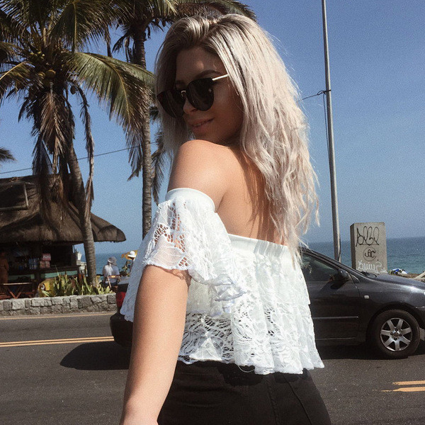 Tricou dama din dantela cu captuseala alba