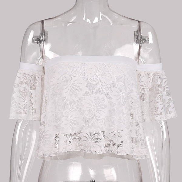 Tricou dama din dantela cu captuseala alba