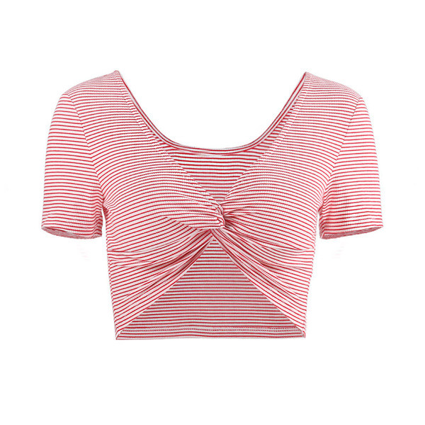 Γυναικεία ριγέ μπλούζα με βαθύ ντεκολτέ σε σχήμα V σε δύο χρώματα