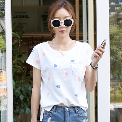 Tricou dama in doua culori cu buzunar decorativ