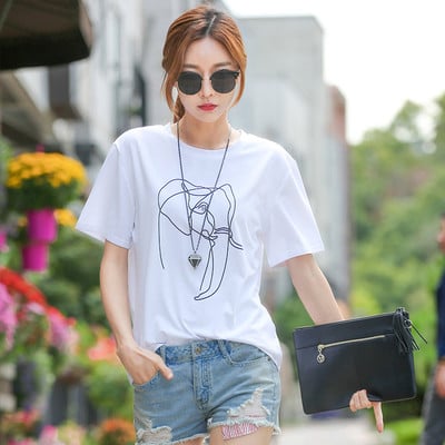 Tricou dama model larg de culoare alb cu imprimeu