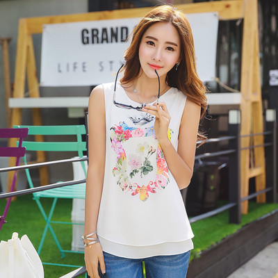 Γυναικείο αμάνικο  ευρύ σχέδιο με πολύχρωμη εκτύπωση