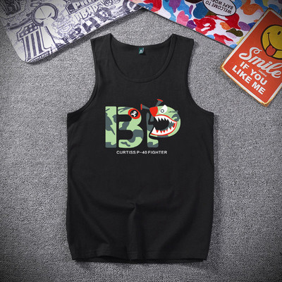 Ανδρικό αμάνικο σε μαύρο και άσπρο με επιγραφή και εκτύπωση