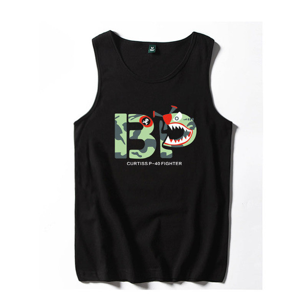 Ανδρικό αμάνικο σε μαύρο και άσπρο με επιγραφή και εκτύπωση