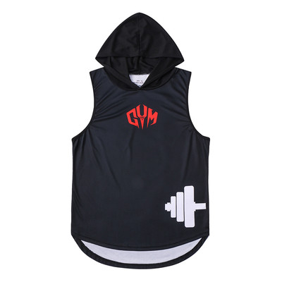 Ανδρικό μπλουζάκι σε μαύρο χρώμα με κουκούλα