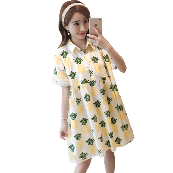 Рокля за бременни жени с апликация ананаси в два цвята