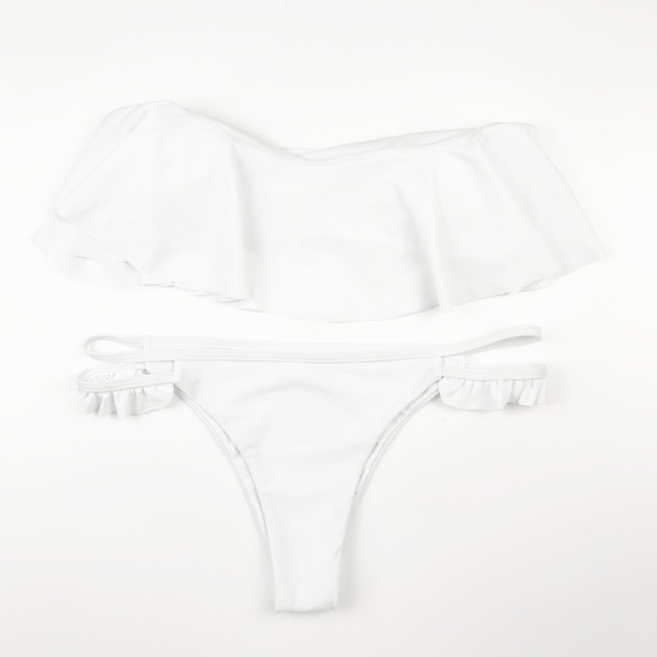 Дамски бански костюм от две части в различни цветове - семпъл модел