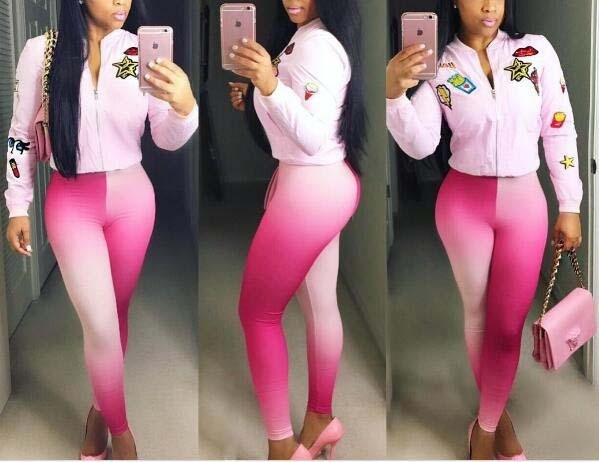 Спортен дамски клин в розов и син цвят