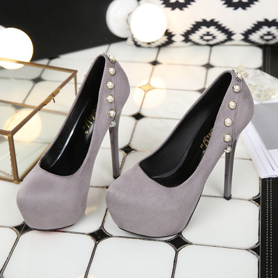 Елегантни дамски обувки на висок ток с декорация перли в два модела с 12 cm  и 14 cm ток