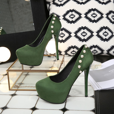 Елегантни дамски обувки на висок ток с декорация перли в два модела с 12 cm  и 14 cm ток