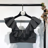 Bustieră elegantă de damă, cu mâneci cu puncte negre