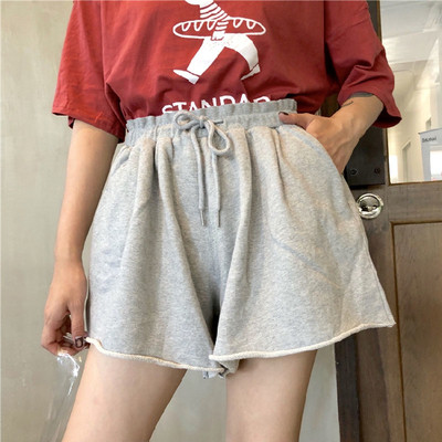 Къси дамски панталони с висока талия широк модел