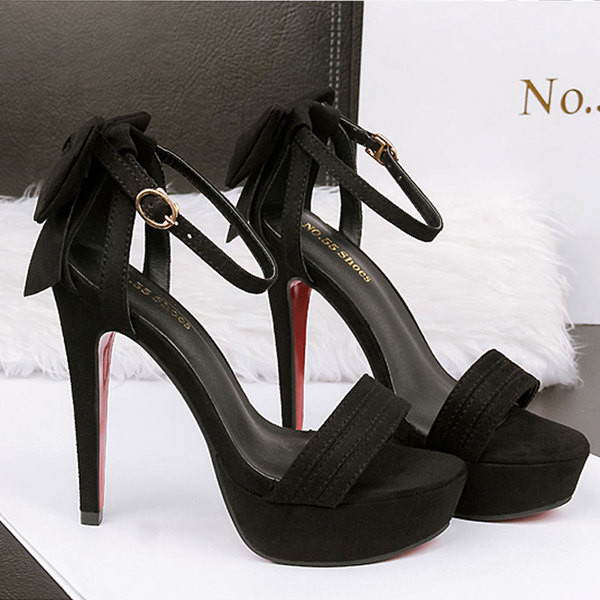 Дамски сандали на висок ток с декорация панделка в няколко цвята