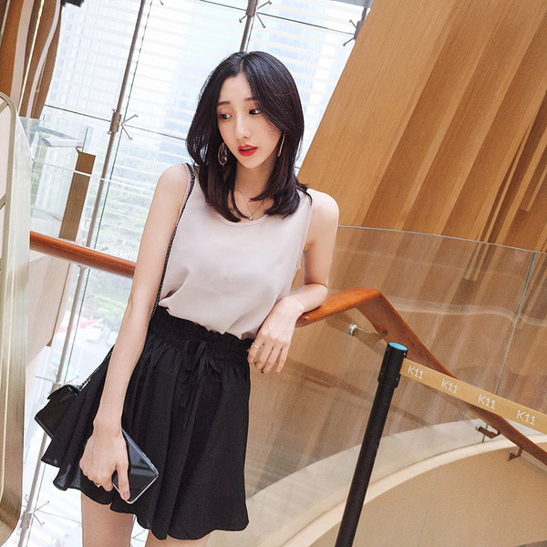 Дамска стилна пола в два цвята с висока талия