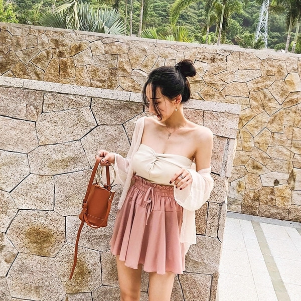 Дамска стилна пола в два цвята с висока талия