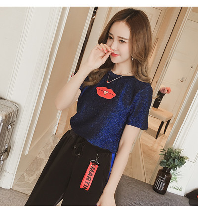 Дамска тениска с О-образно деколте и щампа