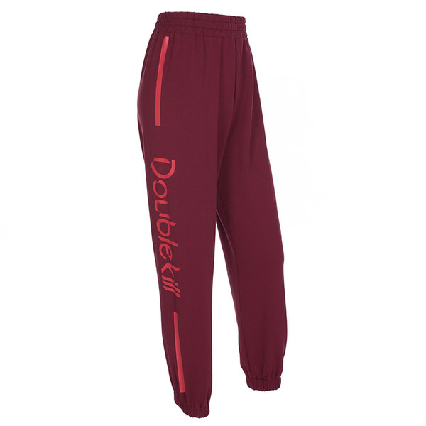 Дамски анцук с висока талия и надписн в червен цвят