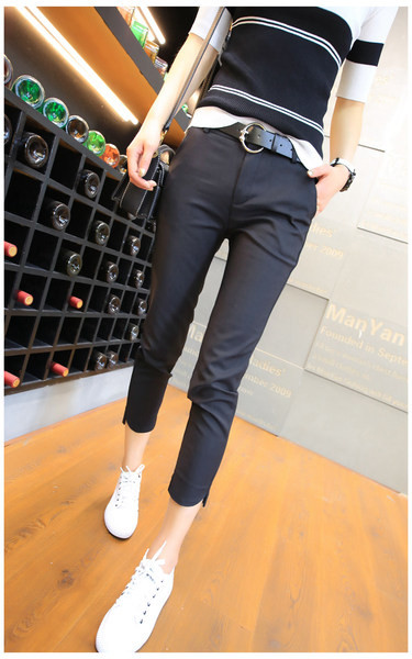 Спортно-Елегантен 9/10 черен дамски панталон 