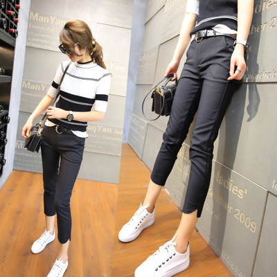 Спортно-Елегантен 9/10 черен дамски панталон 