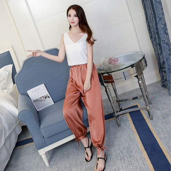 Сатенен ежедневен дамски панталон в три цвята