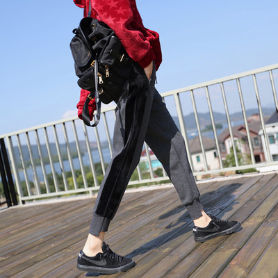 Ежедневен спортно-елегантен дамски панталон в сив и черен цвят