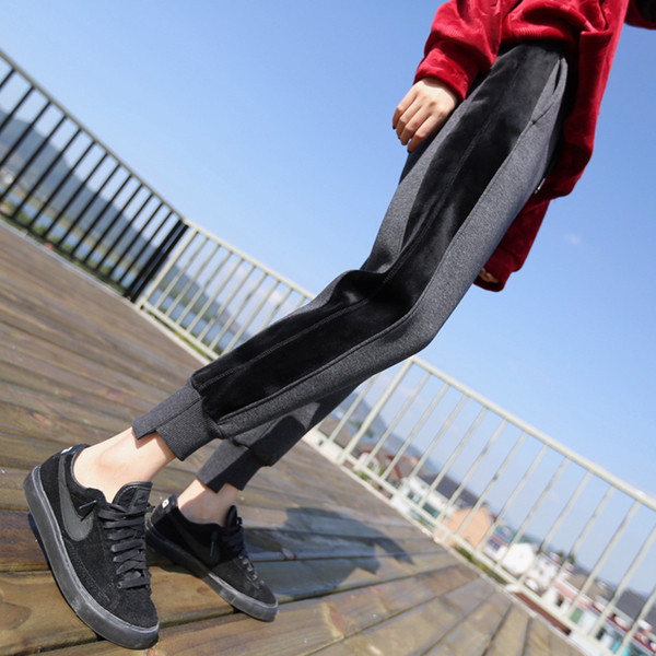 Ежедневен спортно-елегантен дамски панталон в сив и черен цвят