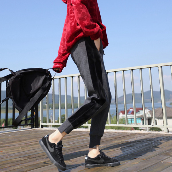 Ежедневен спортно-елегантен дамски панталон в сив и черен цвят