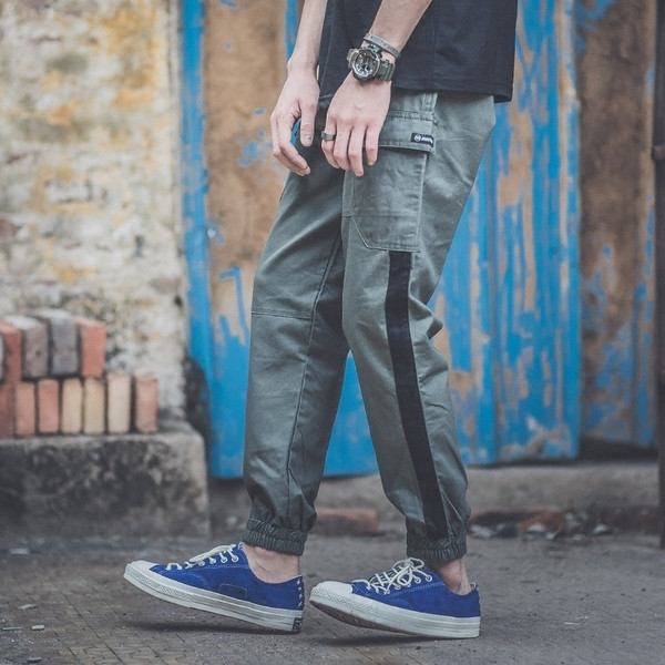 Мъжки панталон широк модел с кант в три цвята