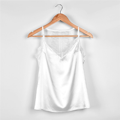 Модерен дамски потник с V-образно деколте с дантела, в три цвята