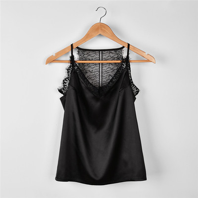 Модерен дамски потник с V-образно деколте с дантела, в три цвята