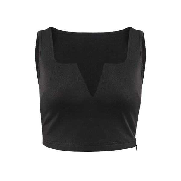 Стилен скъсен дамски потник с ефектно деколте, в бял и черен цвят