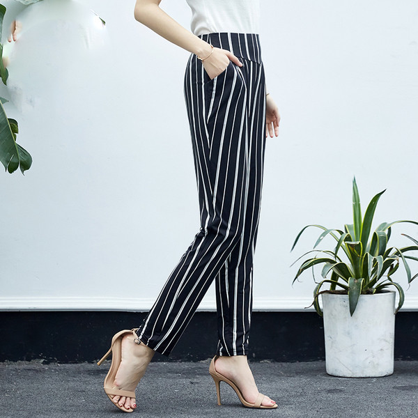 Ежедневен дамски панталон на райе в няколко цвята