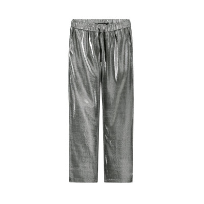 Елегантен сребрист дамски панталон широк модел