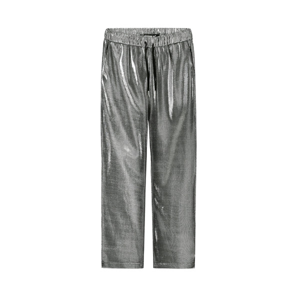 Елегантен сребрист дамски панталон широк модел