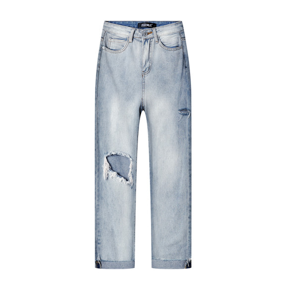 Ежедневни светли дамски дънки с дупки