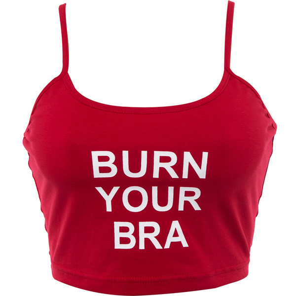 Ежедневен дамски къс потник в червен цвят с надпис