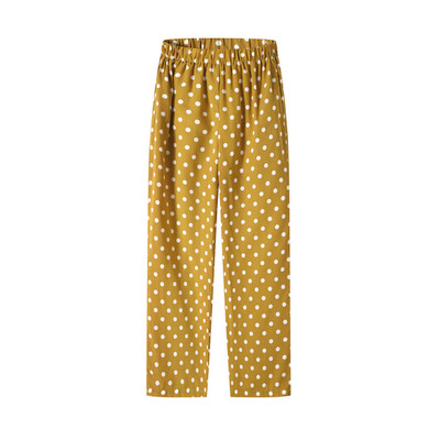 Ежедневен дамски панталон в жълт цвят на точки