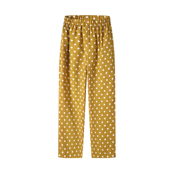 Ежедневен дамски панталон в жълт цвят на точки