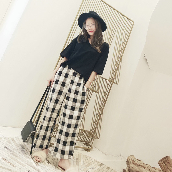 Ежедневен дамски панталон на каре