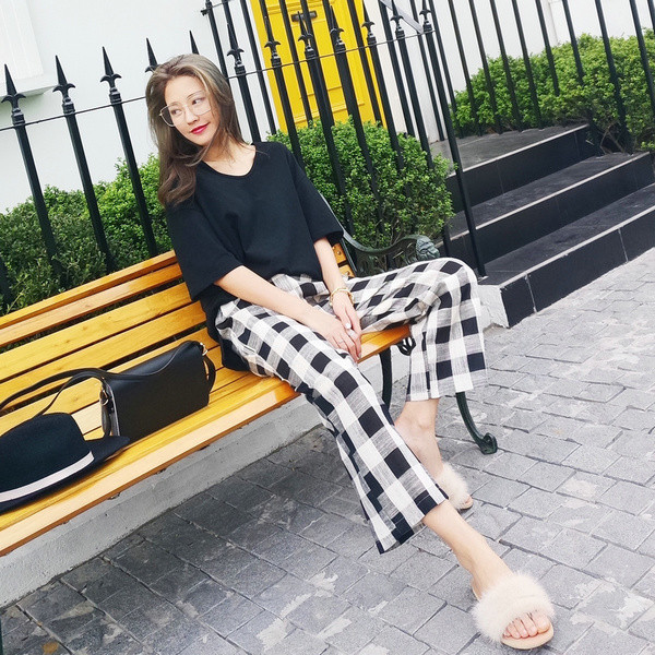 Ежедневен дамски панталон на каре