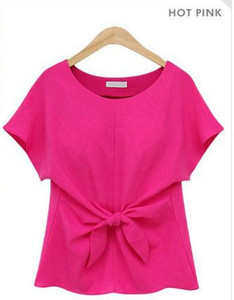 Дамска тениска в три цвята с панделка