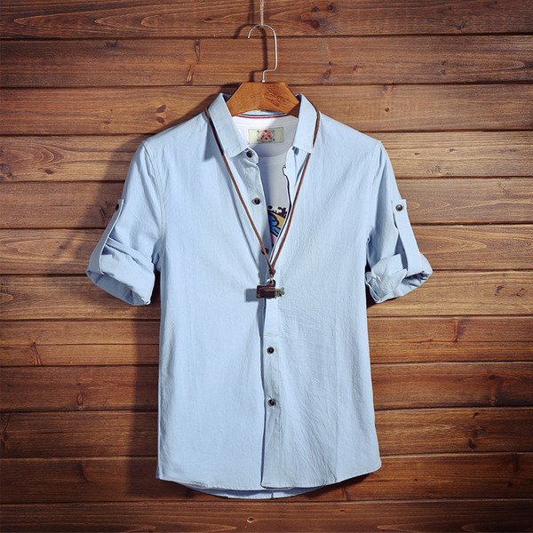 Нов модел мъжка риза с навиващи се ръкави в няколко цвята