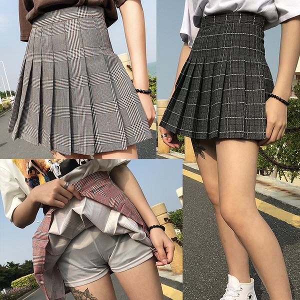 Плисирана и карирана пола-панталон с висока талия 