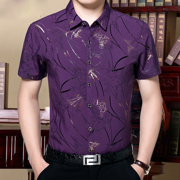 Мъжка риза с къс ръкав в различни цветове