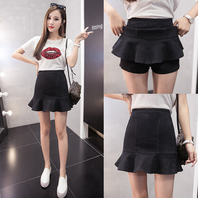 Дънкова пола-панталон с висока талия в два цвята