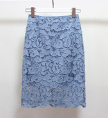 Дантелена пола с подплата и висока талия в няколко цвята