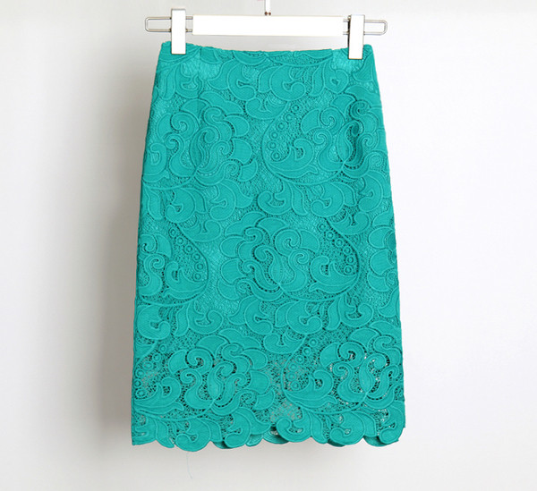Дантелена пола с подплата и висока талия в няколко цвята