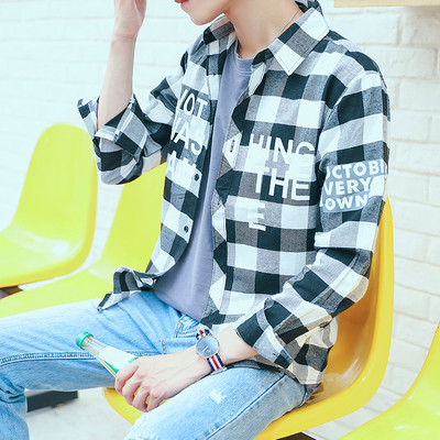 Мъжка риза Slim модел на каре в няколко цвята