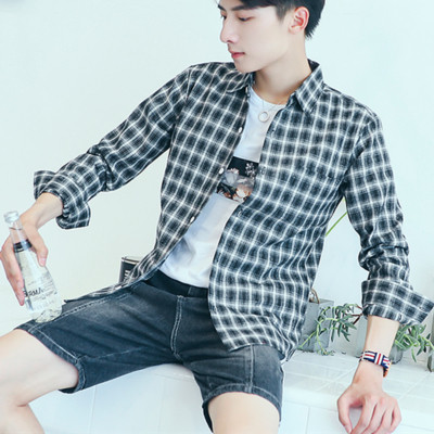 Мъжка риза Slim модел на каре в няколко цвята